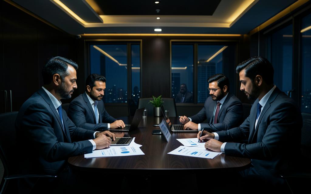 LIVORA Consulting advisory team reviewing strategy in a boardroom