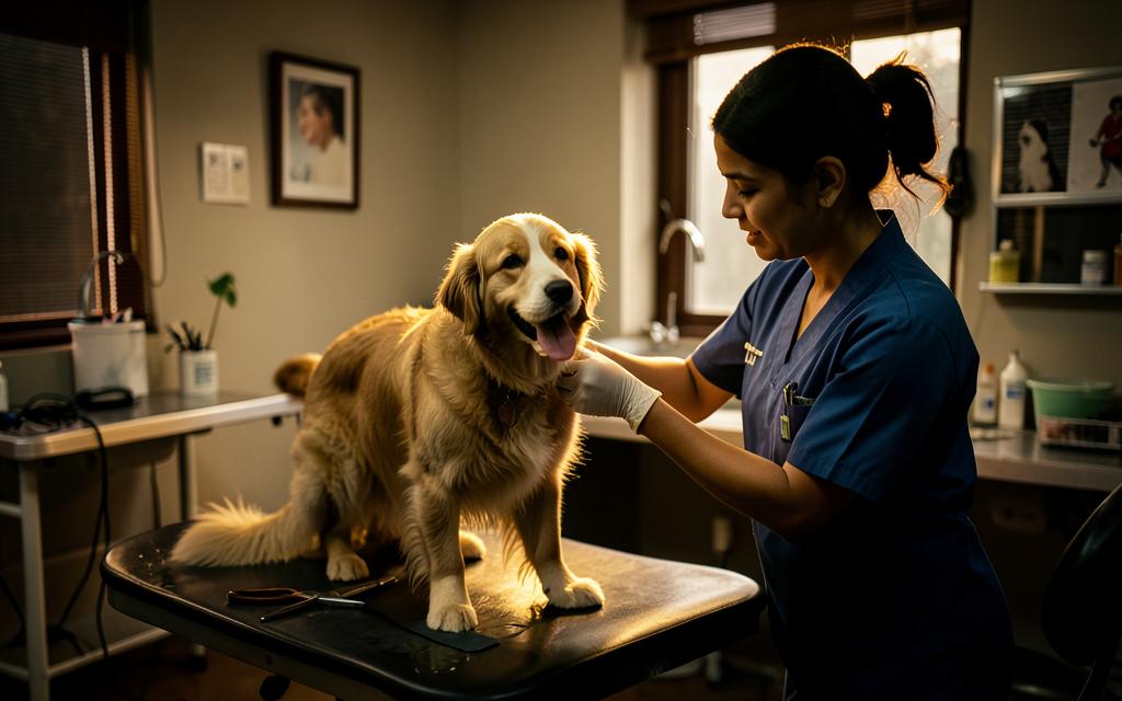 Pet care professional grooming a dog at a Petify India clinic